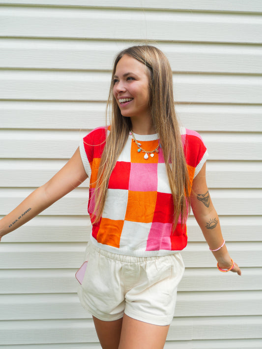 Red/Orange Block Sweater