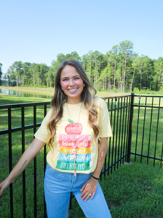 Yellow Be Kind Teach Tee